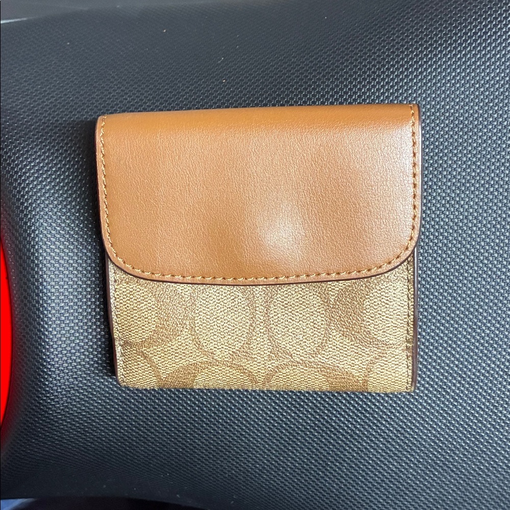 Coach Brown and Gold Compact Tri-Fold Wallet - Picture 6 of 14